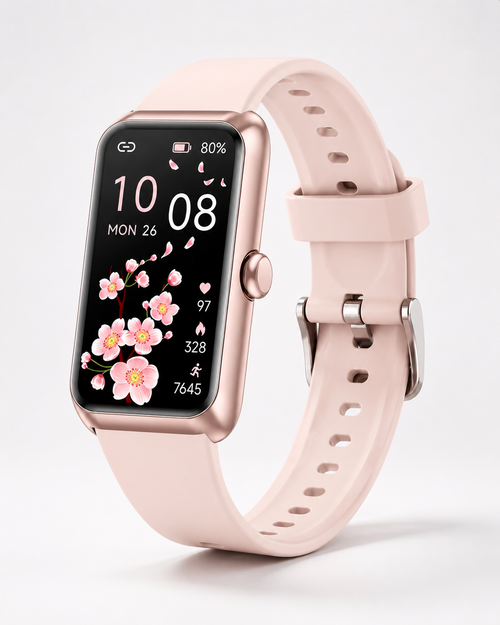 Montre connectées rose pale pour femme